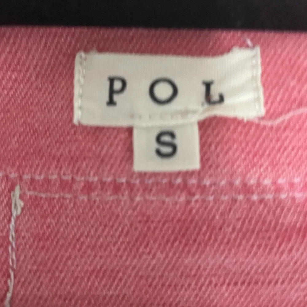 NWOT POL Denim Pink Jacket with Contrasting Plaid Collar and Sleeves. Size Small
